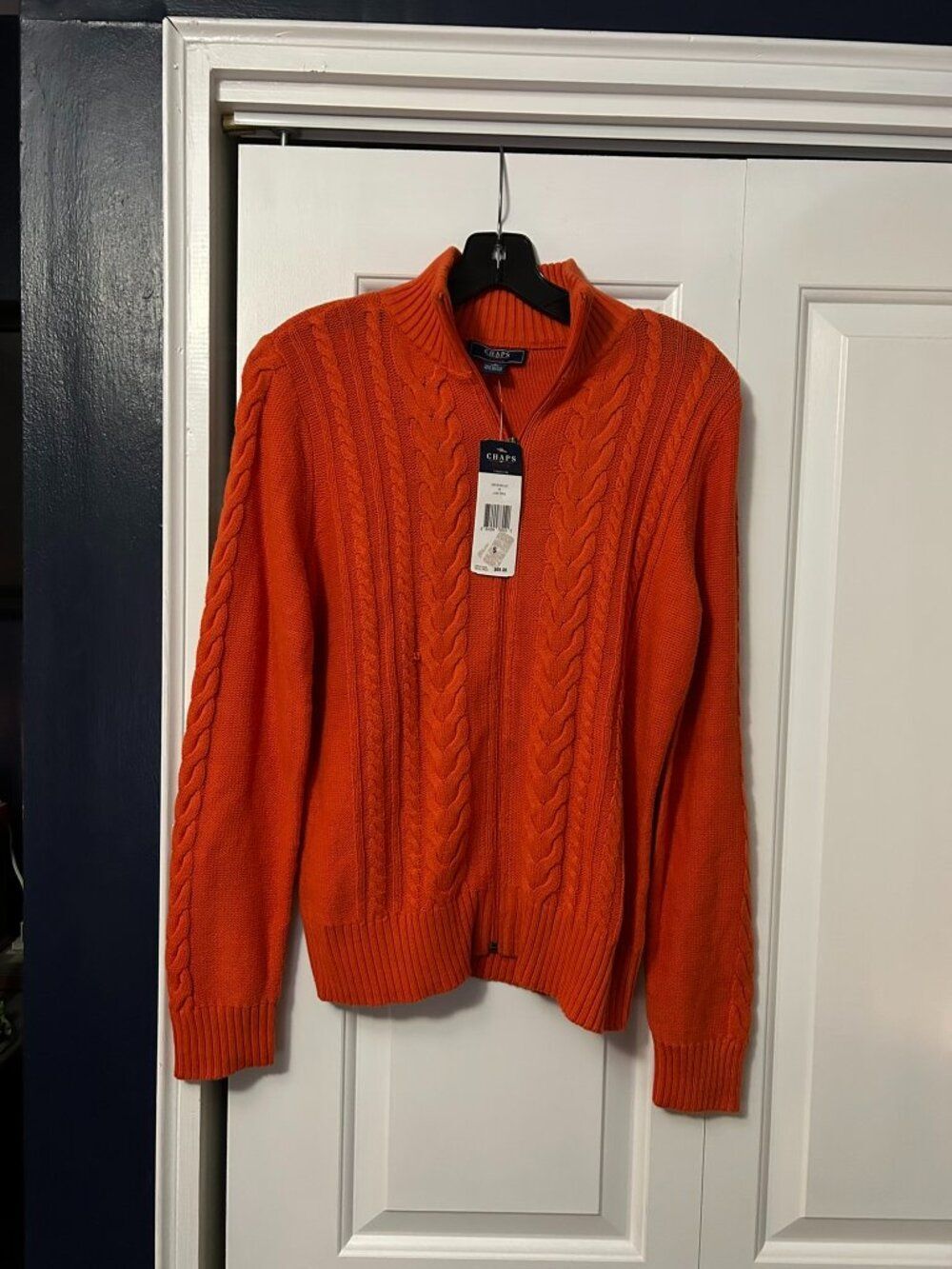 Chaps Denim Orange Cable-Knit Quarter-Zip Sweater - Women's Small S **NWT**